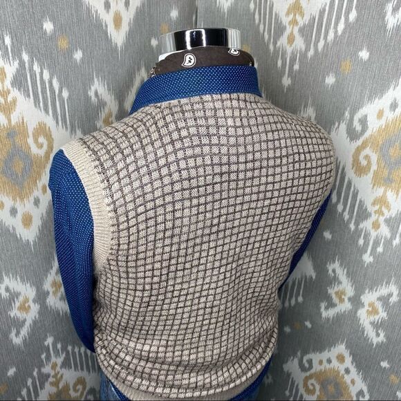 Polo Ralph Lauren Vintage Tan & Brown Check Plaid Linen Vest - Picture 8 of 16